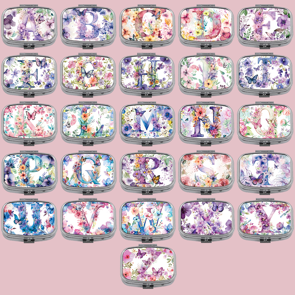 Accessories Travel Jewelry Box - English Letter Pill Boxes Flowers Sealed