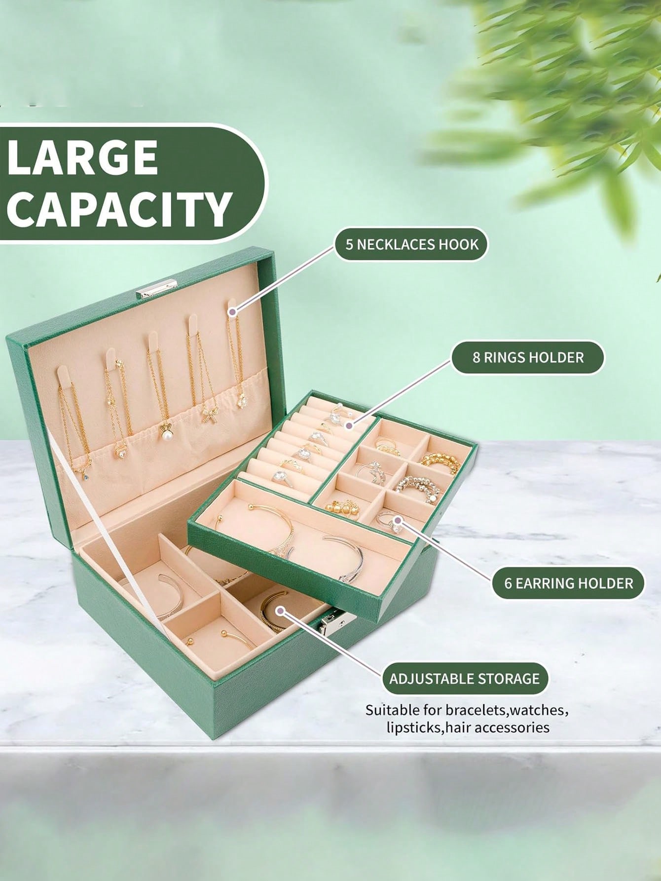 1pc Dual Layer Large Capacity  - Accessories Travel Jewelry Box avis et prix
