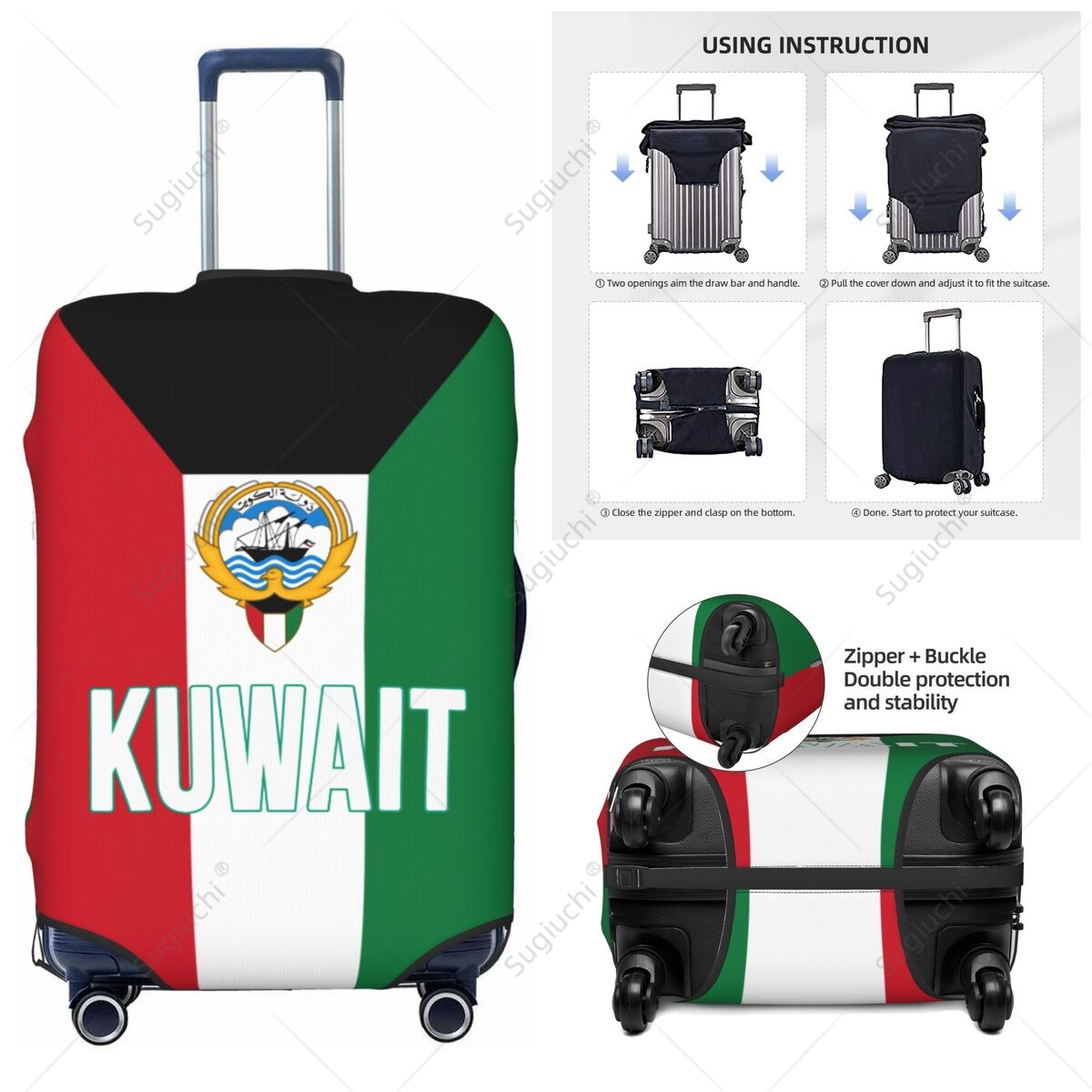 Kuwait Flag Luggage Cover Suit - Travel Accessories Kuwait avis et prix