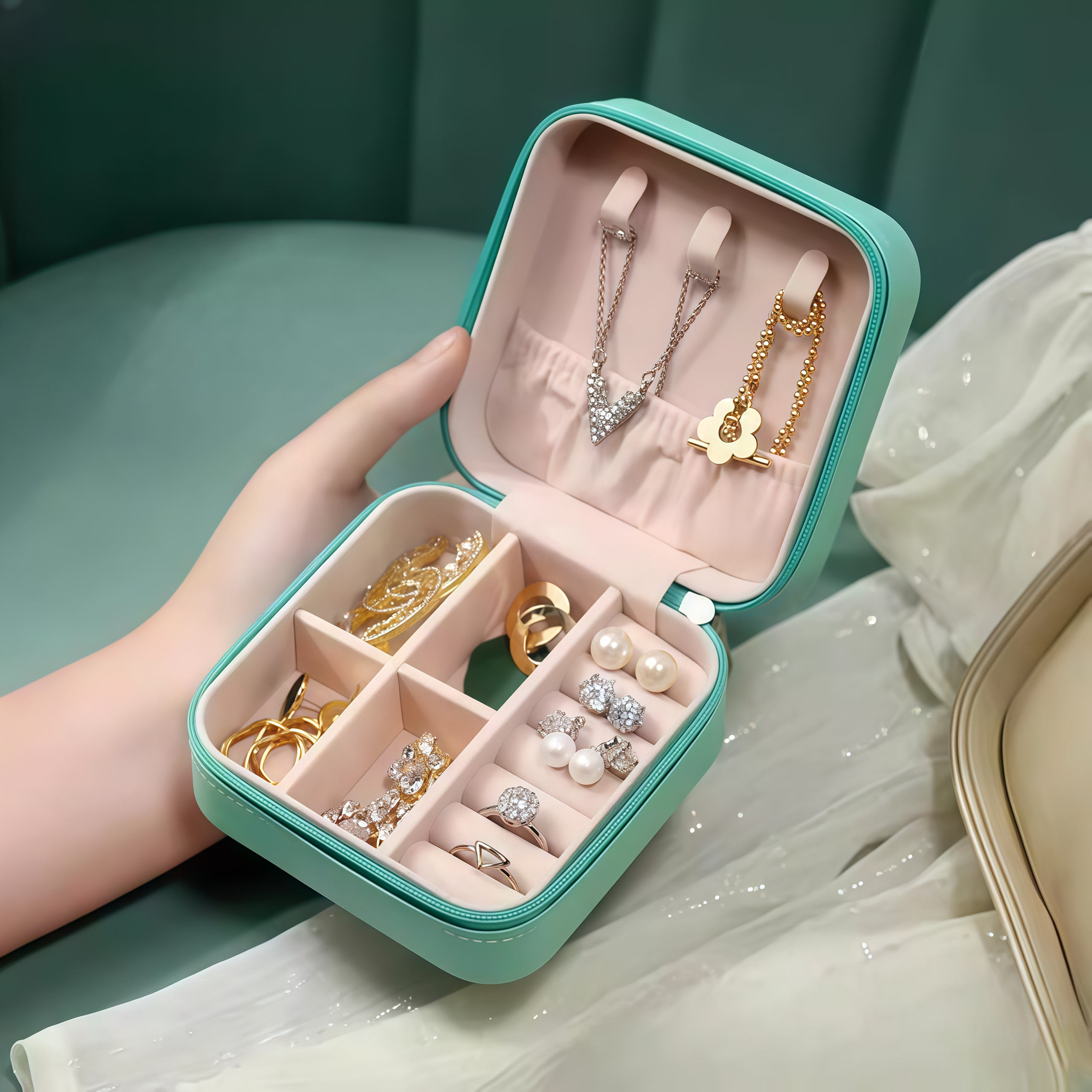 Simple And Portable Palm Jewel - Accessories Travel Jewelry Box avis et prix